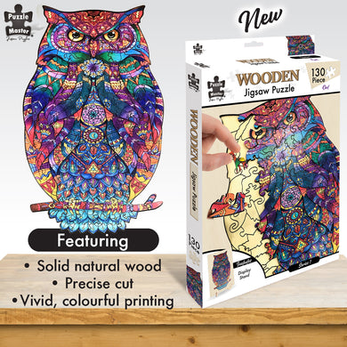 130 Piece Wooden Jigsaw Puzzle, Owl