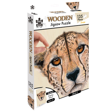 135 Piece Wooden Jigsaw Puzzle, Cheetah