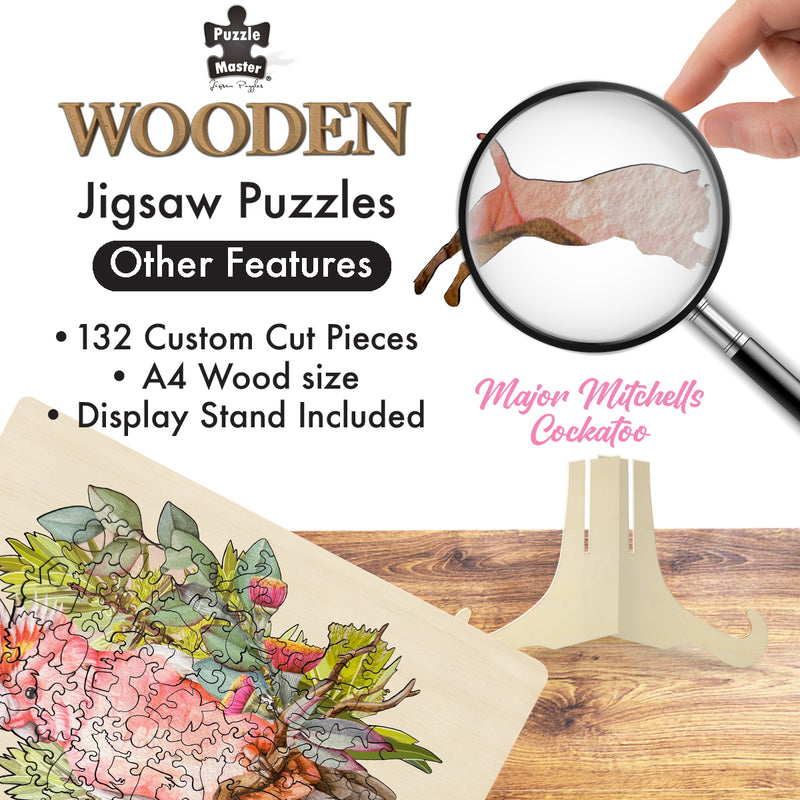 将图像加载到画廊查看器中，Shaped Wooden Jigsaw Puzzle, Major Mitchell Cockatoo
