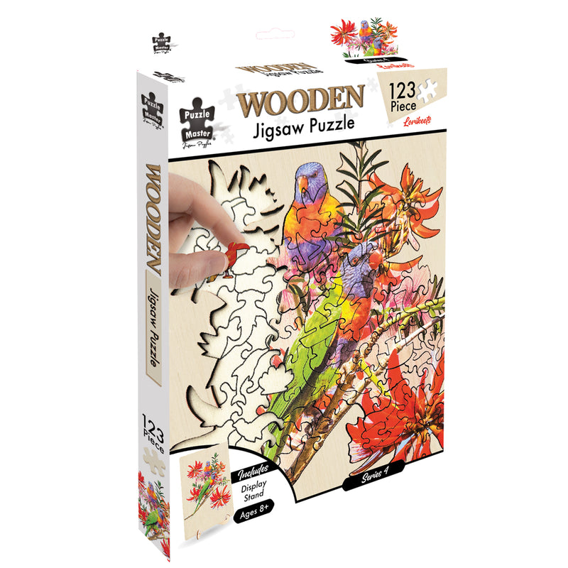 将图像加载到画廊查看器中，Shaped Wooden Jigsaw Puzzle, Lorikeets
