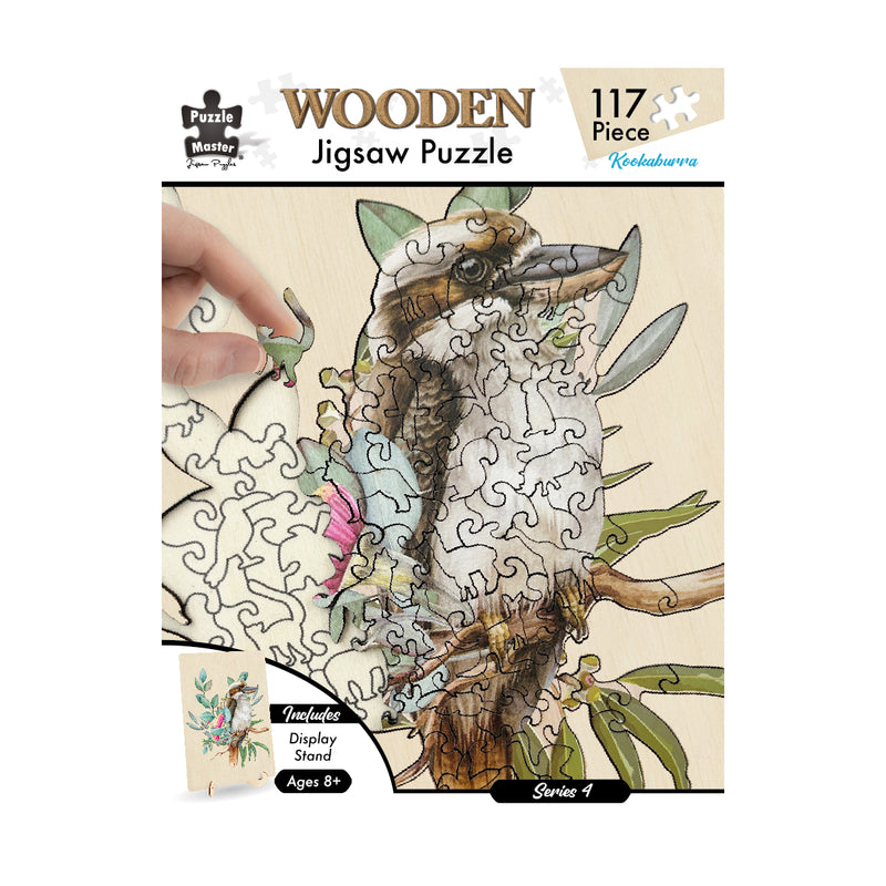 将图像加载到画廊查看器中，117 Piece Shaped Wooden Jigsaw Puzzle, Kookaburra
